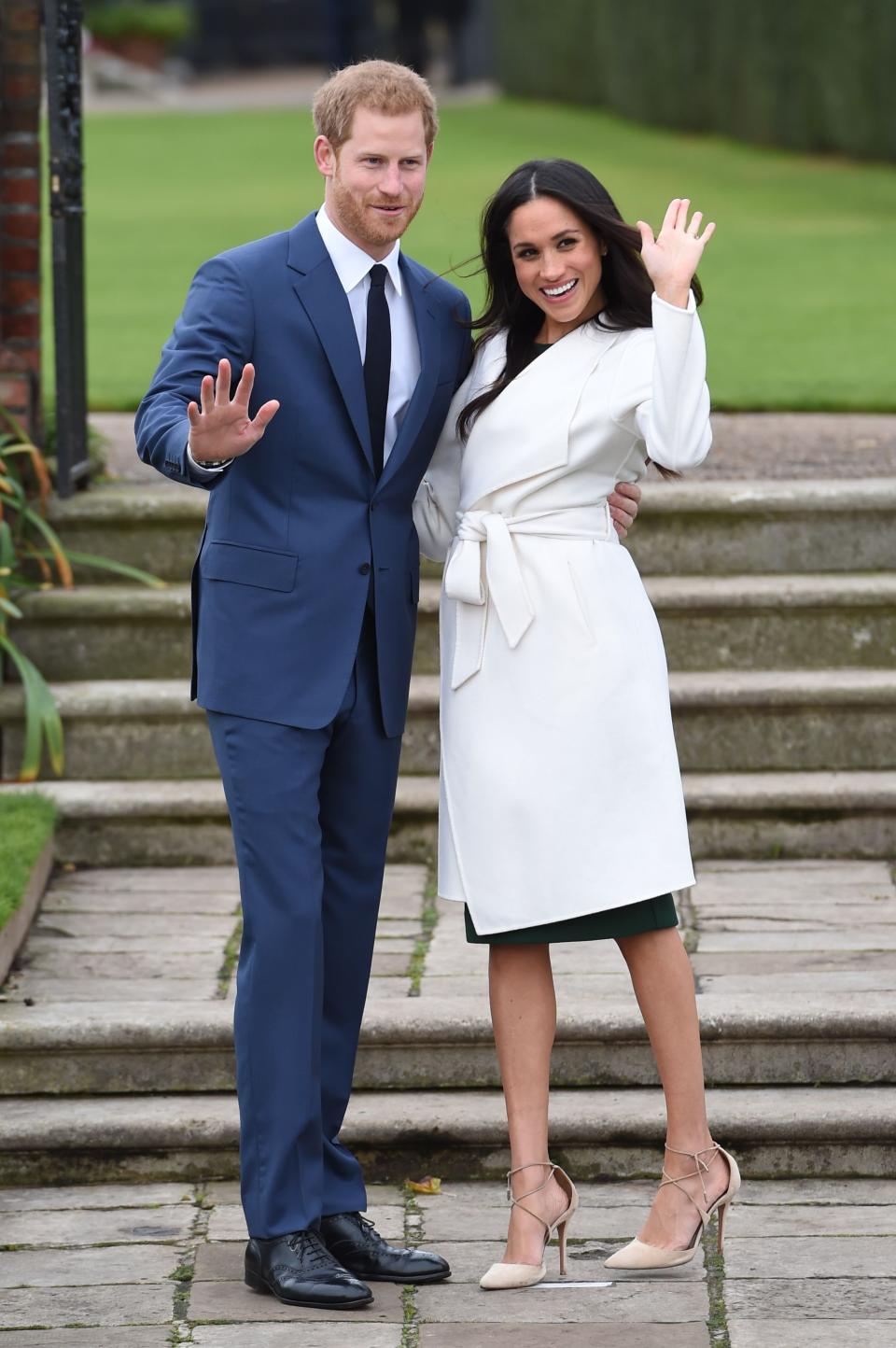 Prince Harry and Meghan Markle in the Sunken Garden at Kensington  after the announcement of their engagement in November 2017. [Photo: PA]