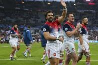 Rugby Union - Six Nations Championship - France v Scotland - Stade de France, Saint-Denis near Paris, France - 12/2/2017. France's Yoann Huget (C) and team mates celebrate at the end of the match. REUTERS/Pascal Rossignol