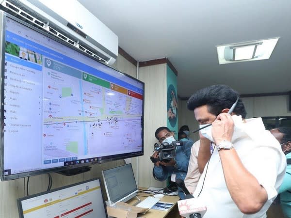 Visual of Tamil Nadu Chief Minister, MK Stalin inspecting the centre (Photo/ANI)