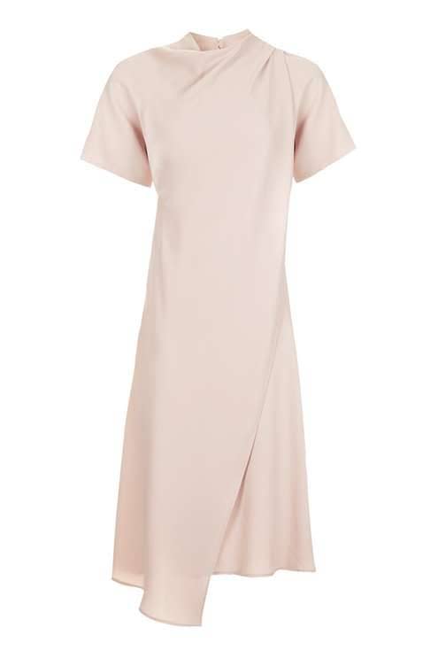 High Neck Drape Midi Dress