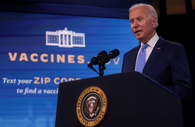 FILE PHOTO: U.S. President Joe Biden speaks about the administration's coronavirus response at the White House in Washington