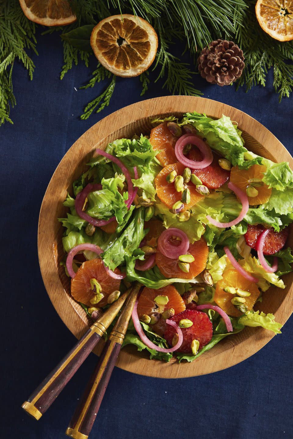 Escarole Salad with Oranges, Pistachios, and Pickled Onions