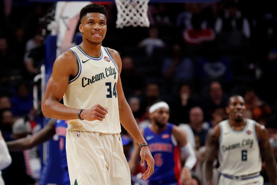 Bucks forward Giannis Antetokounmpo had 35 points and nine rebounds Wednesday night.