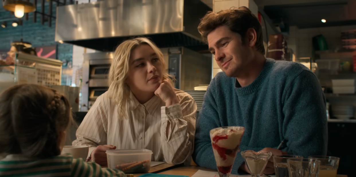 andrew garfield and florence pugh were 'so lost' in sex scene, they didn't hear 'cut '