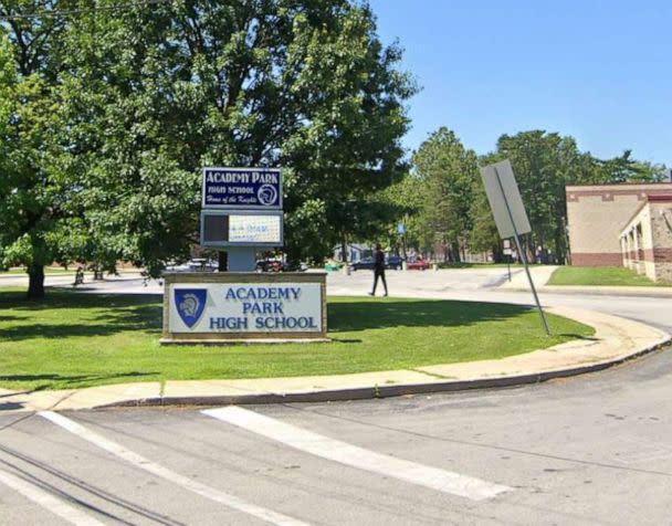 PHOTO: In this screen grab taken from Google Maps Street View, the sign for Academy Park High School in Sharon Hill, Pa., is shown. (Google Maps Street View)
