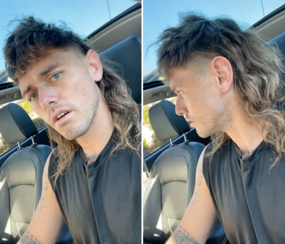 Timm showing off his mullet.