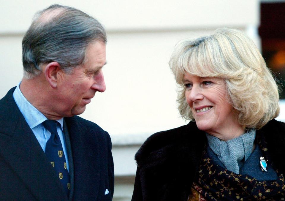 Prince Charles and Camilla speak in the garden of Clarence House in London in February 2005.