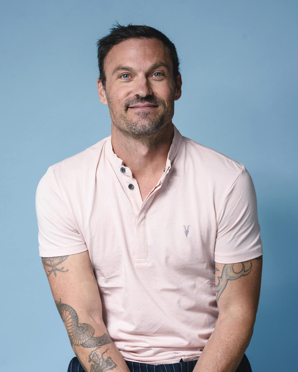 Brian Austin Green poses for a portrait at The Associated Press on Tuesday, Aug. 13, 2019, in New York City. Green says if Tori Spelling and Jennie Garth, along with the other creators of "BH90210," had approached him with a standard reboot of the 90s drama, he would've said no. (Photo by Christopher Smith/Invision/AP)