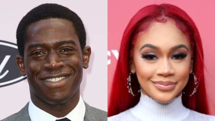A musical message to actor Damson Idris (left) from rapper Saweetie (right) has got social media circles abuzz. (Photos: David Livingston and Randy Shropshire/Getty Images)