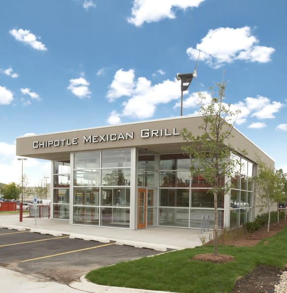 The exterior of a Chipotle location in Illinois