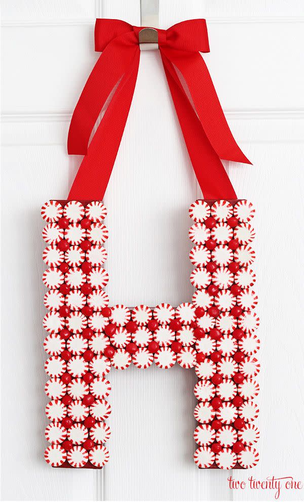 Hanging Peppermint Door Monogram