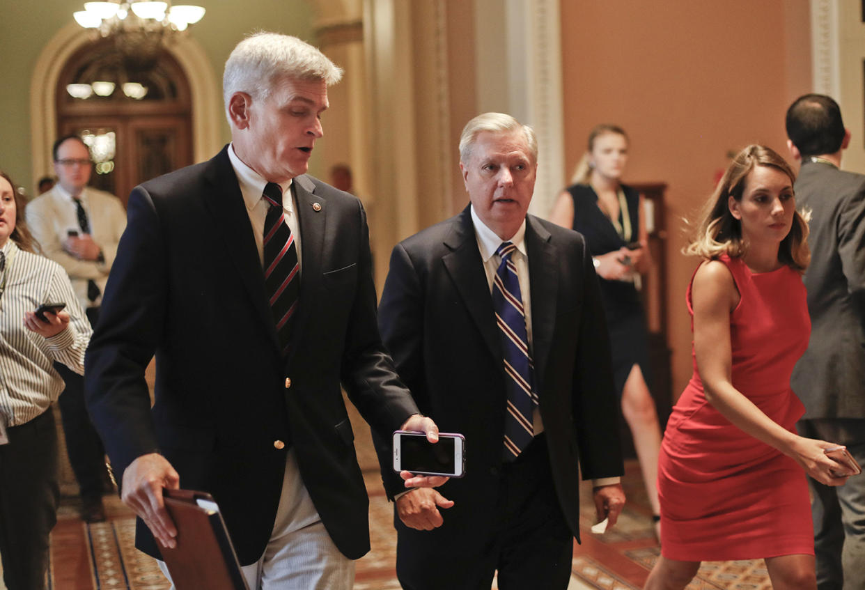 Sen. Bill Cassidy, R-La., and Sen. Lindsey Graham, R-S.C., two authors of the GOP’s revised health care bill. (Photo: Pablo Martinez Monsivais/AP)