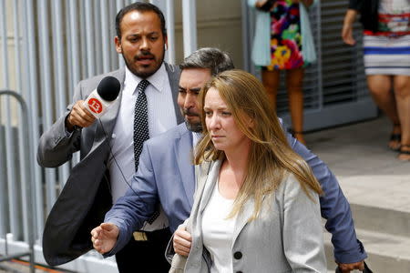 Natalia Compagnon, daughter-in-law of Chilean President Michelle Bachelet, leaves from a court in Rancagua city, south of Santiago, January 29, 2016. REUTERS/Ivan Alvarado