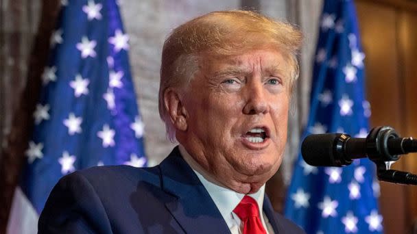 PHOTO: FILE - Former President Donald Trump speaks at a campaign event at the South Carolina Statehouse, Jan. 28, 2023, in Columbia, S.C. (Alex Brandon/AP, FILE)