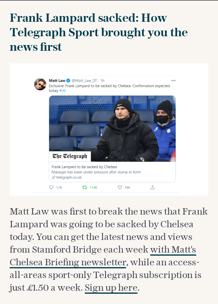 How Telegraph Sport broke Frank Lampard story