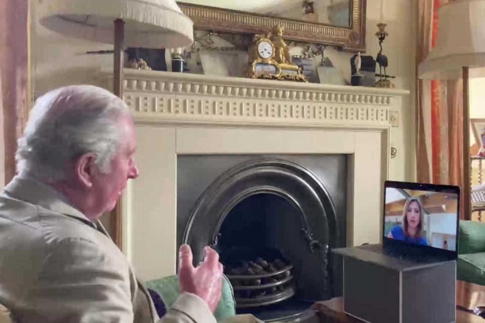 Charles speaks to Sky News' royal correspondent Rhiannon Mills via video link (PA)