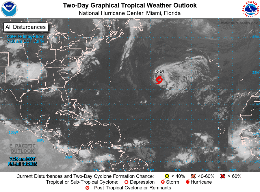 Tropical conditions 8 a.m. July 14, 2023.