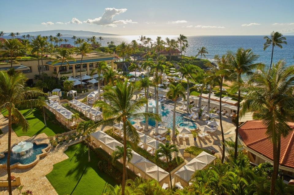 An aerial shot of the Four Seasons Maui Resort.