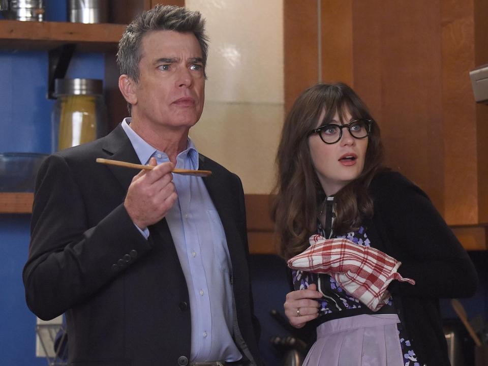 Peter Gallagher and Zooey Deschanel on season six, episode seven of "New Girl."