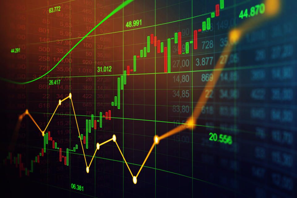 Stock market or forex trading graph in graphic concept suitable for financial investment or Economic trends business idea and all art work design. Abstract finance background