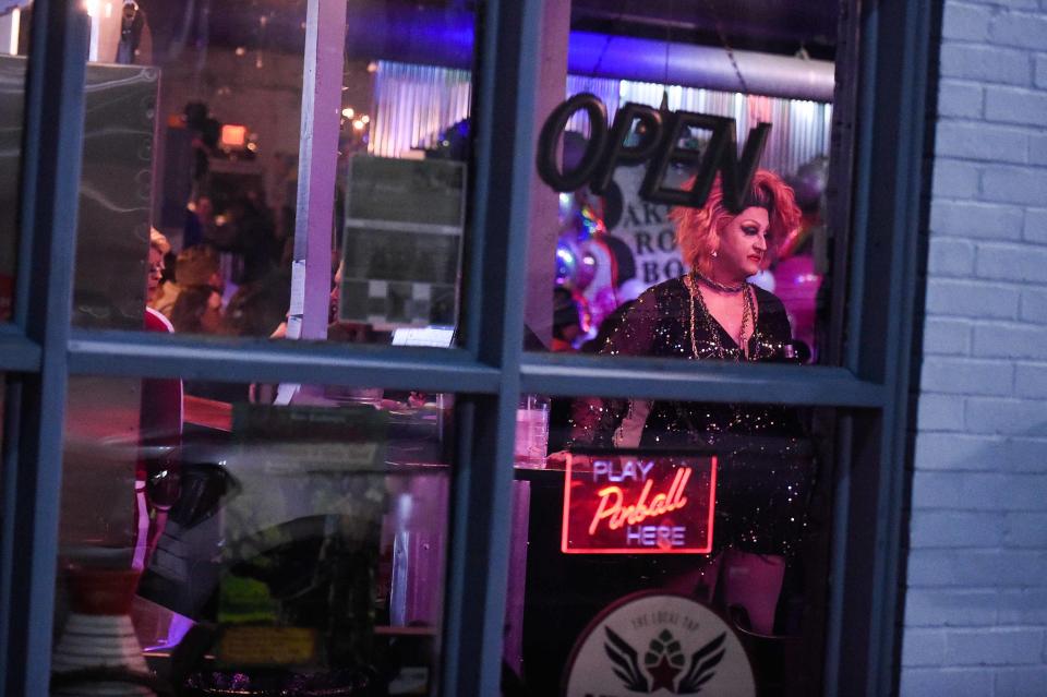 A drag performer seen during a Jackson Pride Drag Show inside Baker Bros on Saturday, Mar. 18, 2023. The show marks the first drag performance in Jackson since a controversial Tennessee bill that curtailed public drag performances.