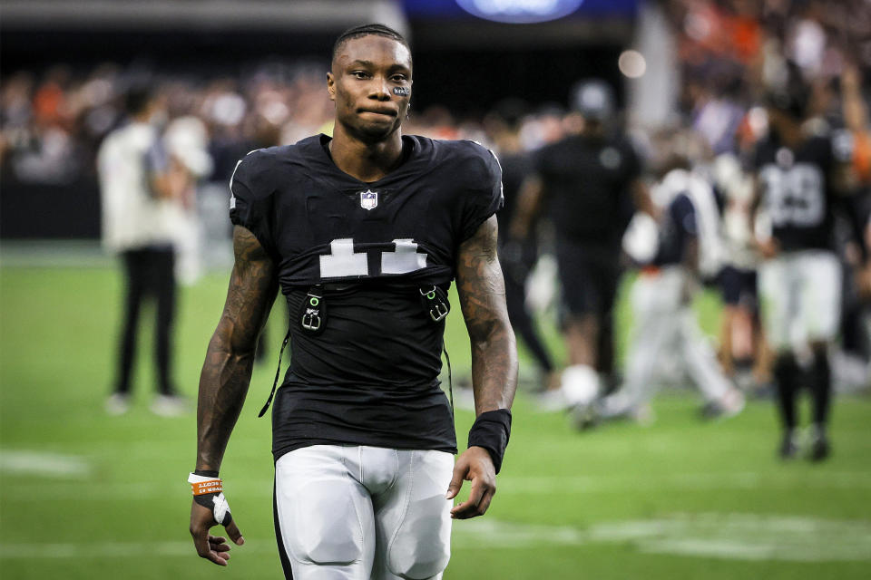 Image: Wide receiver Henry Ruggs III, No. 11 of the Las Vegas Raiders, walks off the field after the team's 20-9 loss to the Chicago Bears at Allegiant Stadium on Oct. 10 in Las Vegas. (Ethan Miller / Getty Images file)