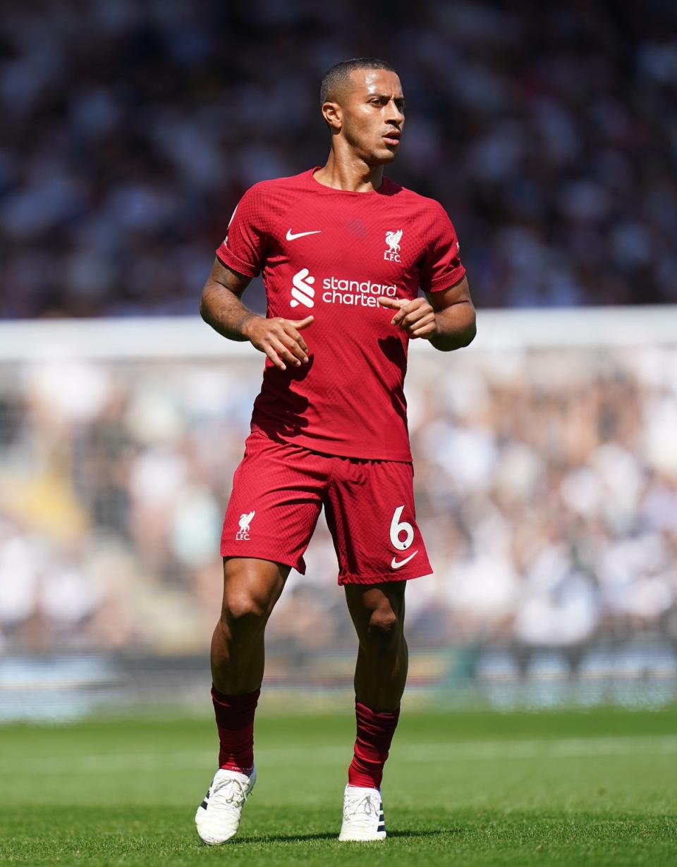 Liverpool midfielder Thiago Alcantara faces a spell on the sidelines (Adam Davy/PA) (PA Wire)