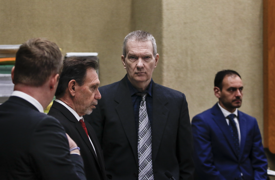 Former State Park Ranger Chuck Jackson is a witness in the trial for Stephen Arthur Deflaun, 63, who listens to his testimony. Jackson describes the July 8, 2001 scene of the shooting in Morro Strand State Park on on the stand Thursday, Mar. 30, 2023.