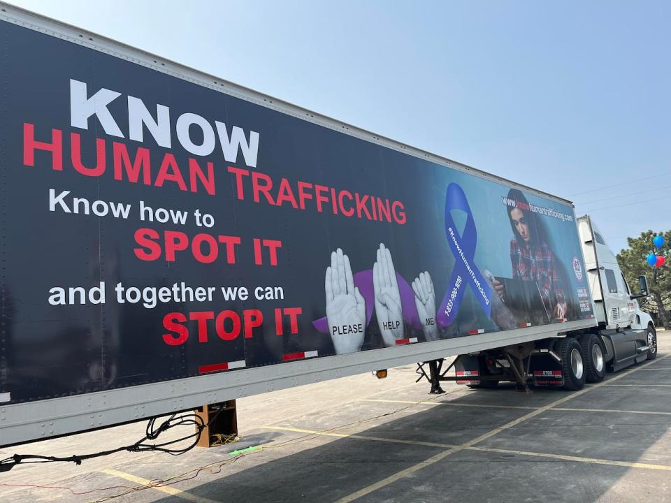 You may spot this truck somewhere between London and Tilbury, Ont. It's owned by the Ontario Truck Driving School, and used as part of the Know Human Trafficking public education campaign.  