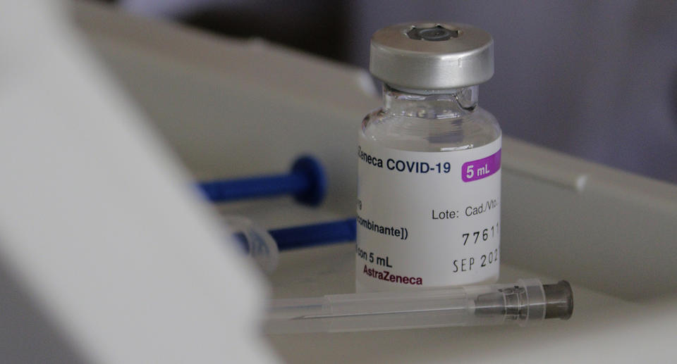 A vial of AstraZeneca's COVID-19 vaccine.