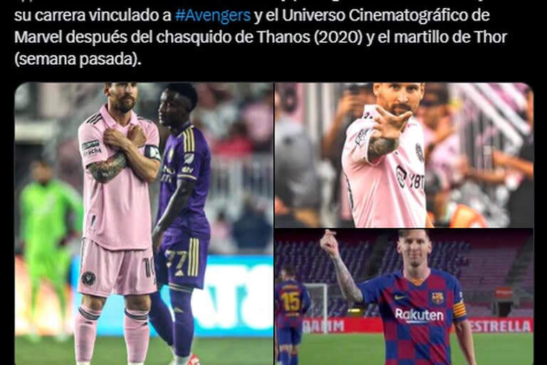 Un usuario dio cuenta de cuáles fueron los tres festejos de Messi a los Avengers (Foto: Twitter @carasaki10)