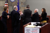 <p>Judge Linda Marie Bell speaks with attorneys during a break in O.J. Simpson’s evidentiary hearing in Clark County District Court on Friday, May 17, 2013 in Las Vegas, Nev. (Photo: Steve Marcus, Pool/AP) </p>