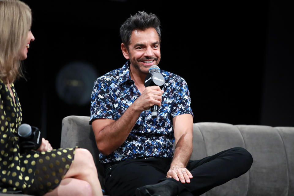 LOS ANGELES, CALIFORNIA - OCTOBER 15: Eugenio Derbez speaks onstage during The Summit presented by Billboard at NeueHouse Hollywood on October 15, 2019 in Los Angeles, California. (Photo by Rich Fury/Getty Images for Billboard)