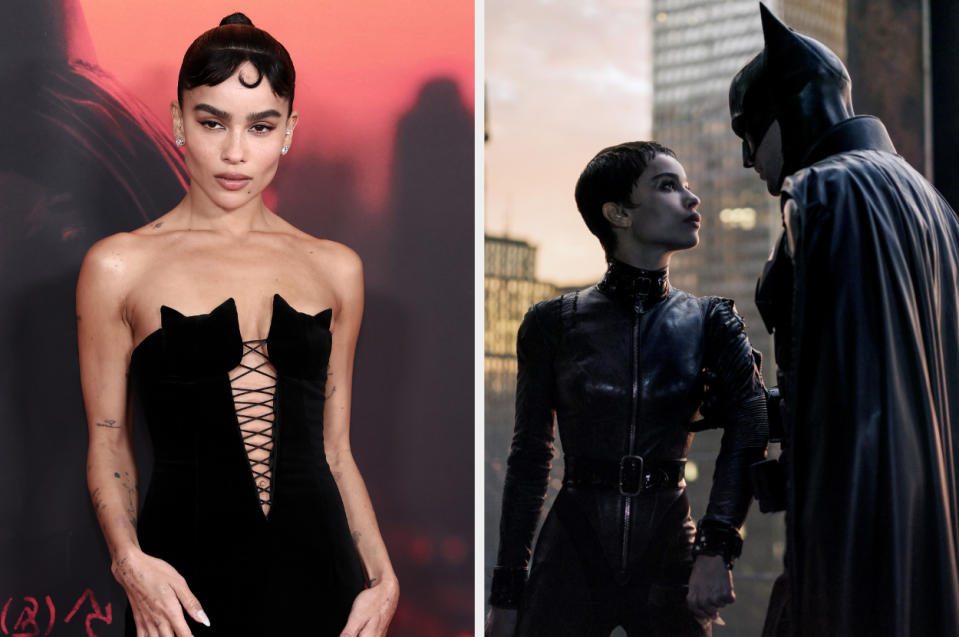 Zoe Kravits side-by-side with Catwoman