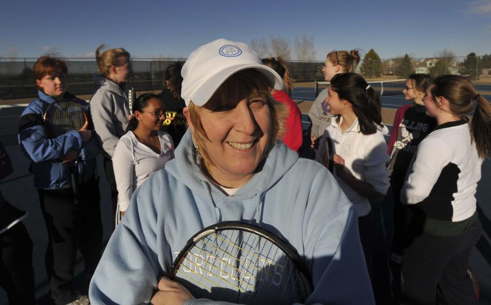 Fort Collins High School tennis coach Nancy Roe, poses for a portrait at Fort Collins High School on Friday, Feb. 27, 2009.