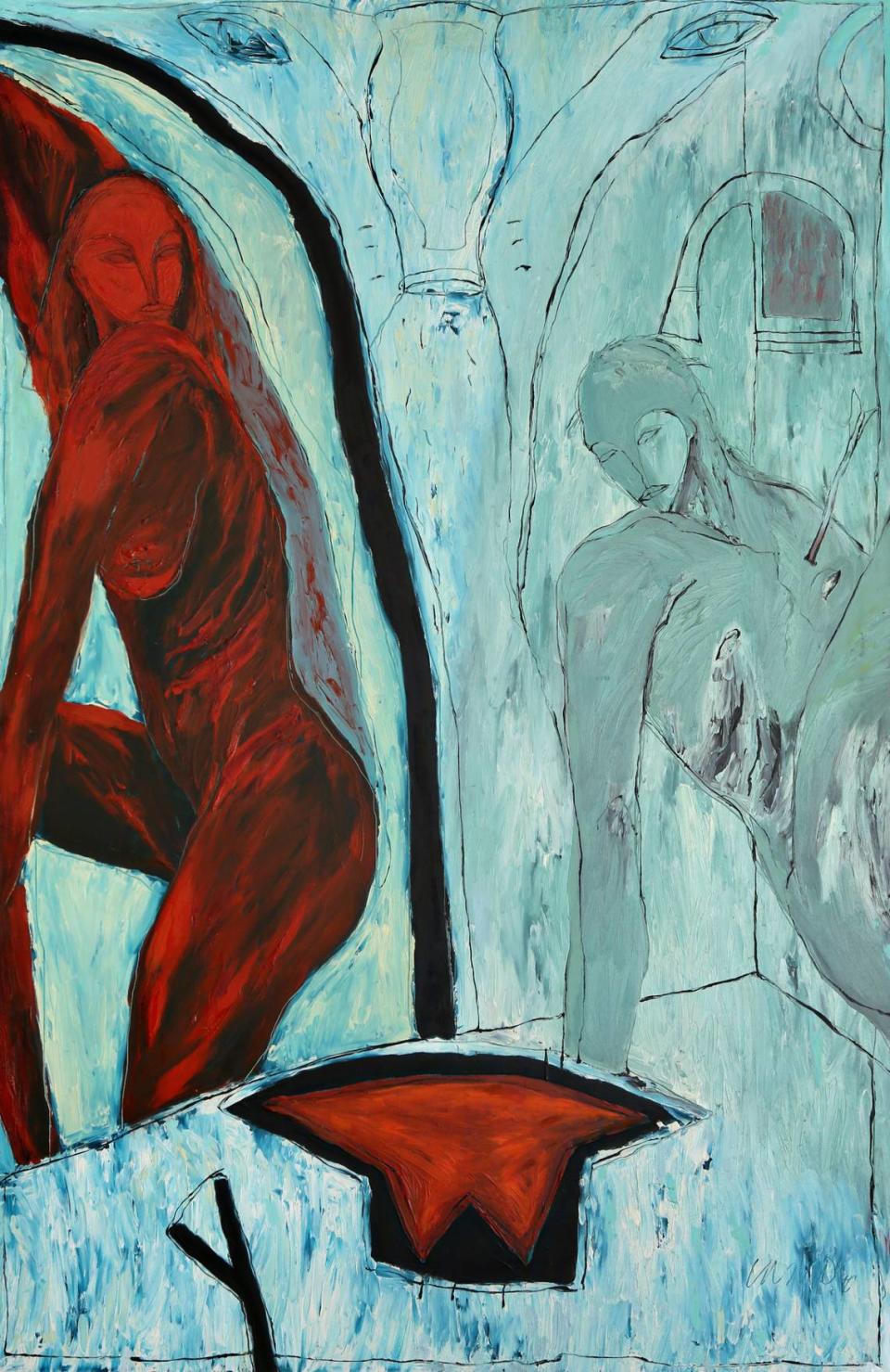 ‘Forever Acuarios’, 1990, de Humberto Castro, óleo sobre lienzo, 78 x 51 pulgadas.