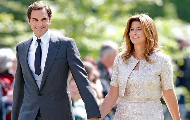Roger Federer and his wife Mirka are friends with the Middleton clan, and were seen at Pippa's wedding earlier this year. Photo: Getty