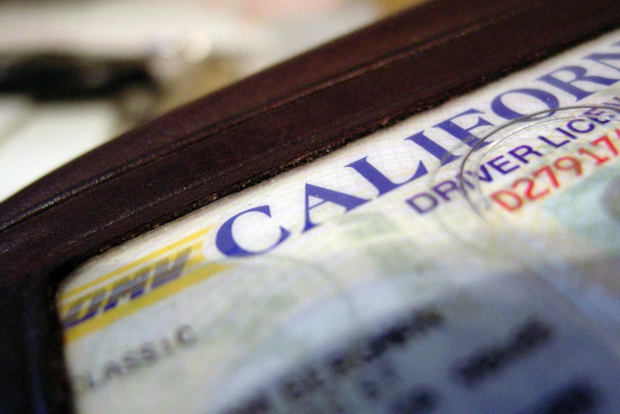 california driver's license in wallet