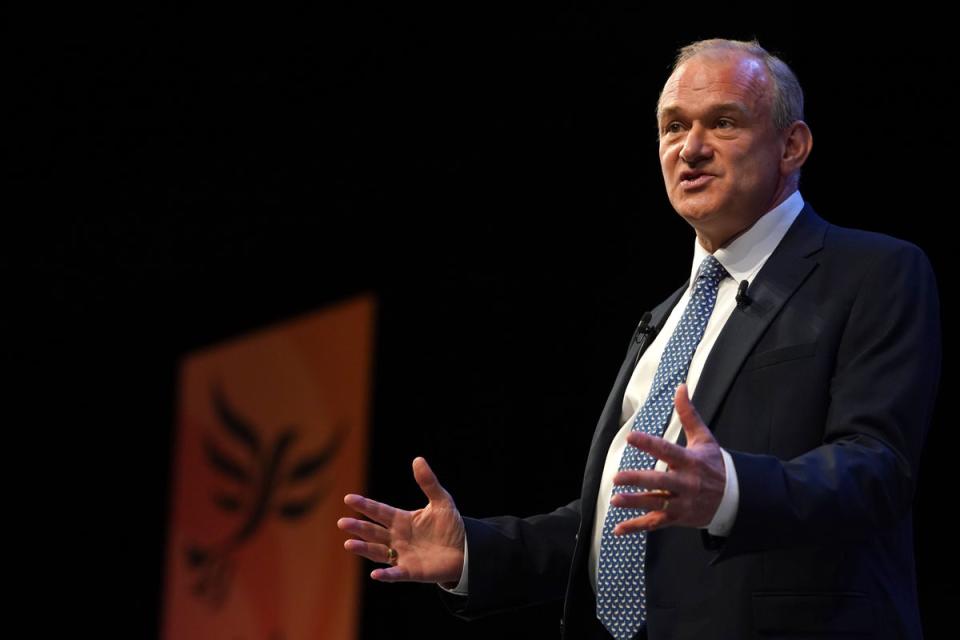 Ed Davey speaks on the last day of his party's autumn conference (PA)