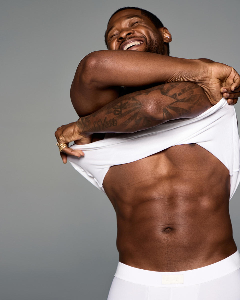 Usher shirtless, Skims underwear ad, campaigns, Kim Kardashian, shapewear