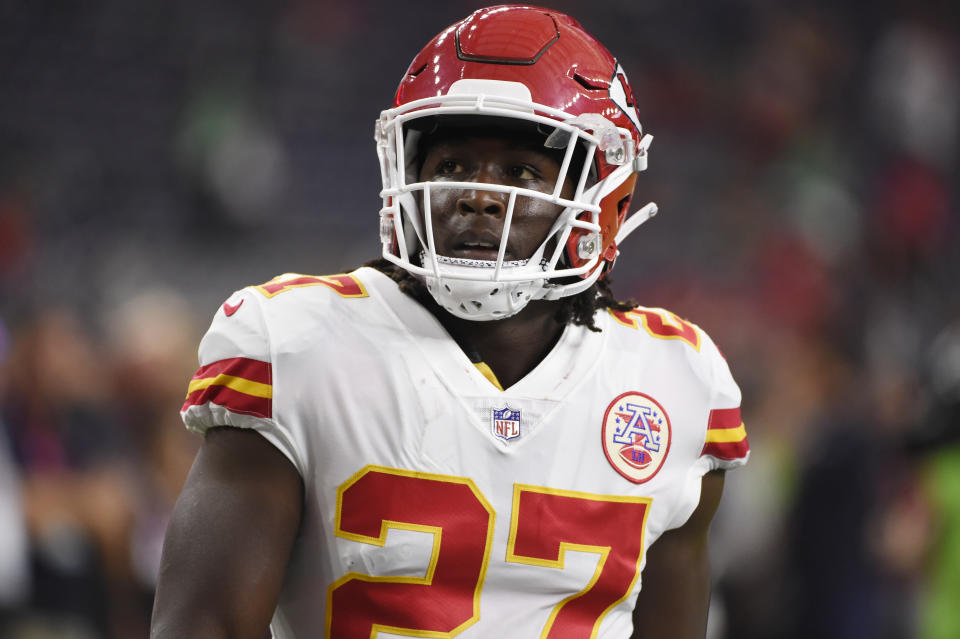 Running back Kareem Hunt was cut by the Chiefs on Friday. (AP)