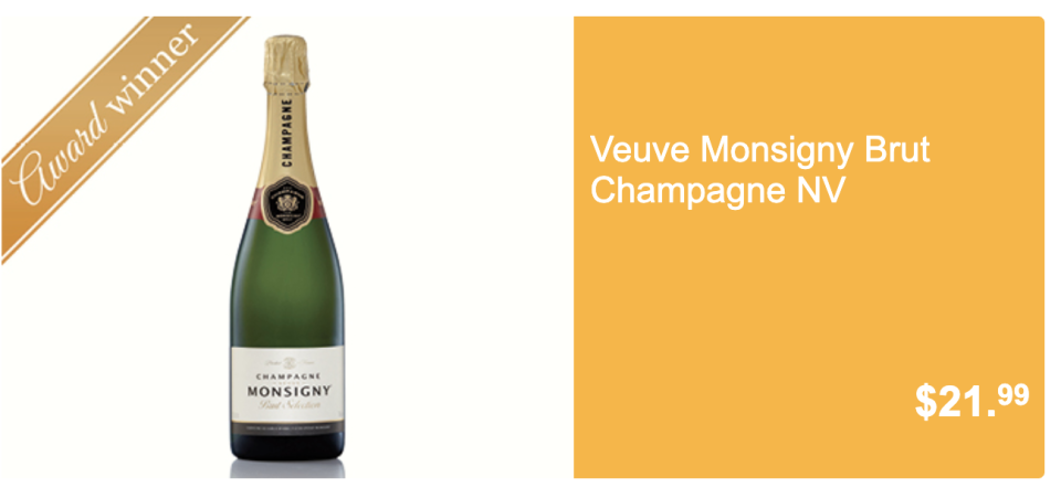 Aldi's Veuve Monsigny Brut Champagne. Source: Aldi