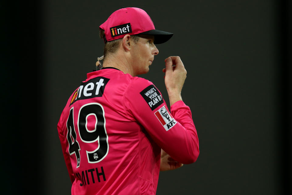 Steve Smith, pictured here during a match for the Sydney Sixers in 2020.