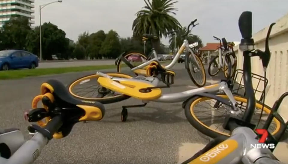 The oBikes company is closing down in Victoria, after complaints about bikes being abandoned all over the city. Source: 7 News