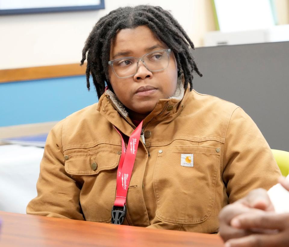 Madison Kyles, a 16-year-old Rufus King junior, is an electrician youth apprentice as part of a Milwaukee Public Schools apprenticeship training program at the MPS division of facilities and maintenance services building on North 11th Street in Milwaukee on Friday, Jan. 19, 2024.