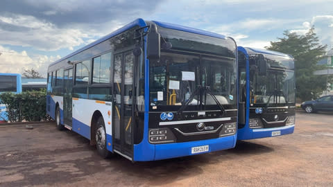 The latest delivery of Allison-equipped city buses arrives in the capital of Rwanda, Kigali, where Yutong buses with Allison Torqmatic® Series automatic transmissions have been in operation since 2014. (Photo: Business Wire)