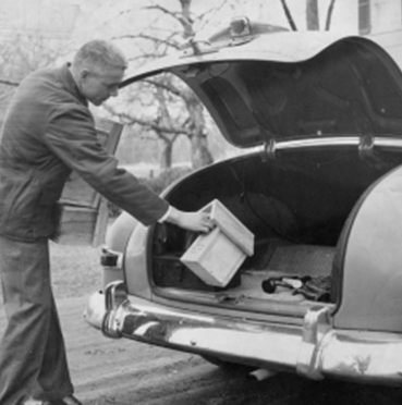 Stiles Thomas was known as "Blue Bird Man" for his 1950's quest installing blue bird houses across western New Jersey to encourage the species to repopulate the area after being decimated by the pesticide DDT.