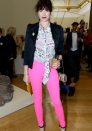 Jasmine Guinness wears neon pink jeans [Rex]