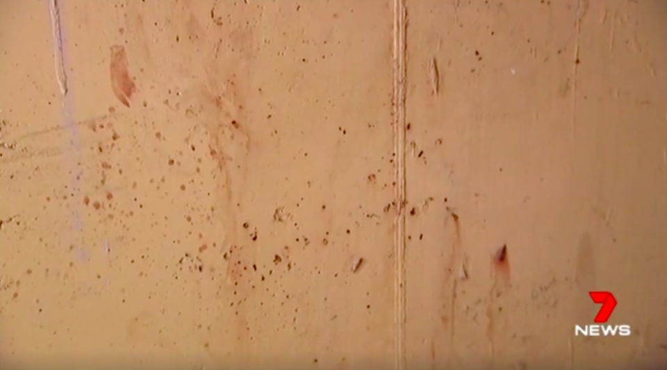 Police said the ‘crime scene’ was realistic, with splatters of what looked like blood on the walls. Source: 7 News