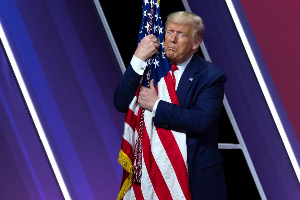 trump hug flag